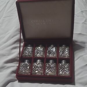 Godinger Crystal Salt and Pepper Shakers Set - Silver and Clear